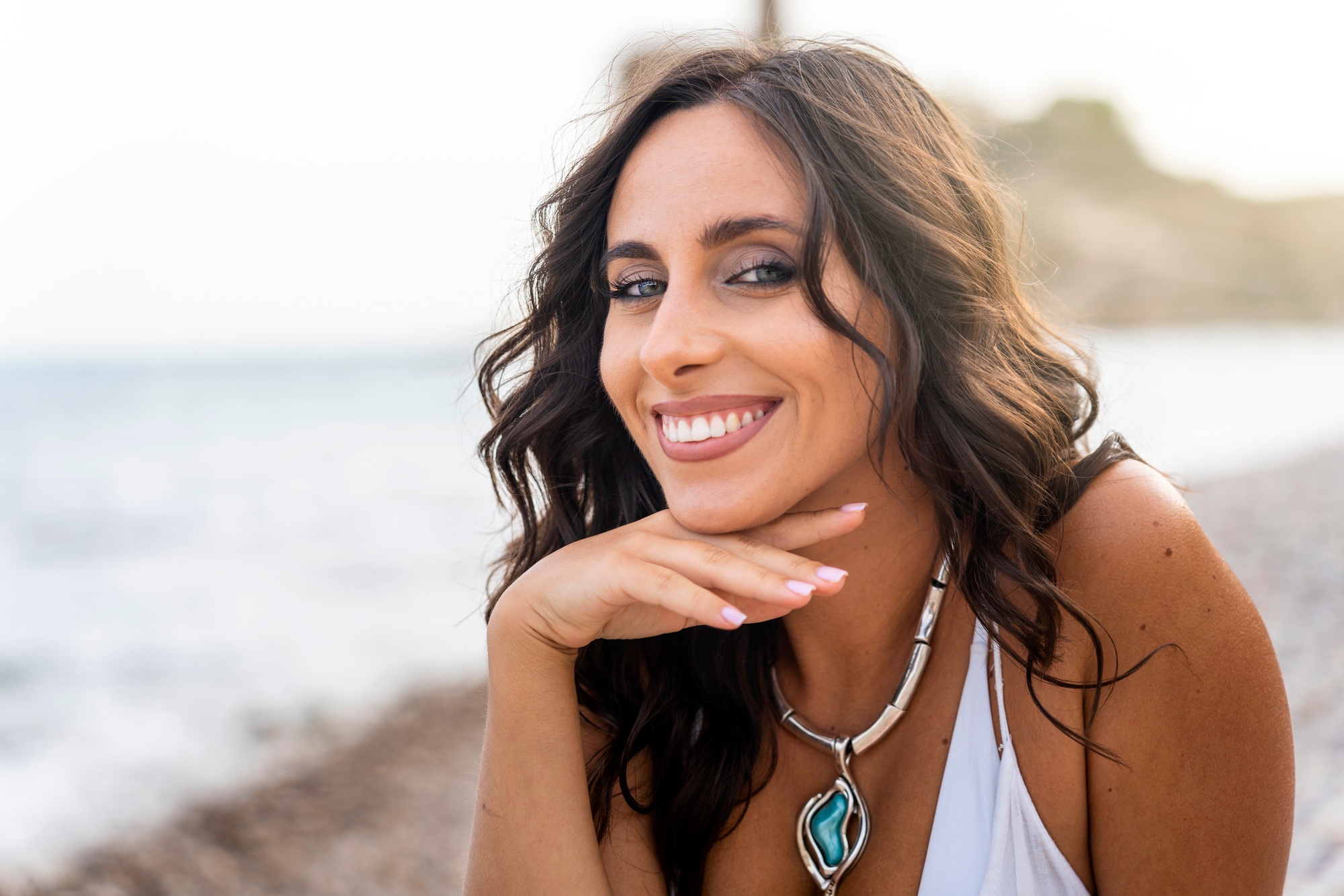 Portrait of a happy woman smiling with perfect white smile