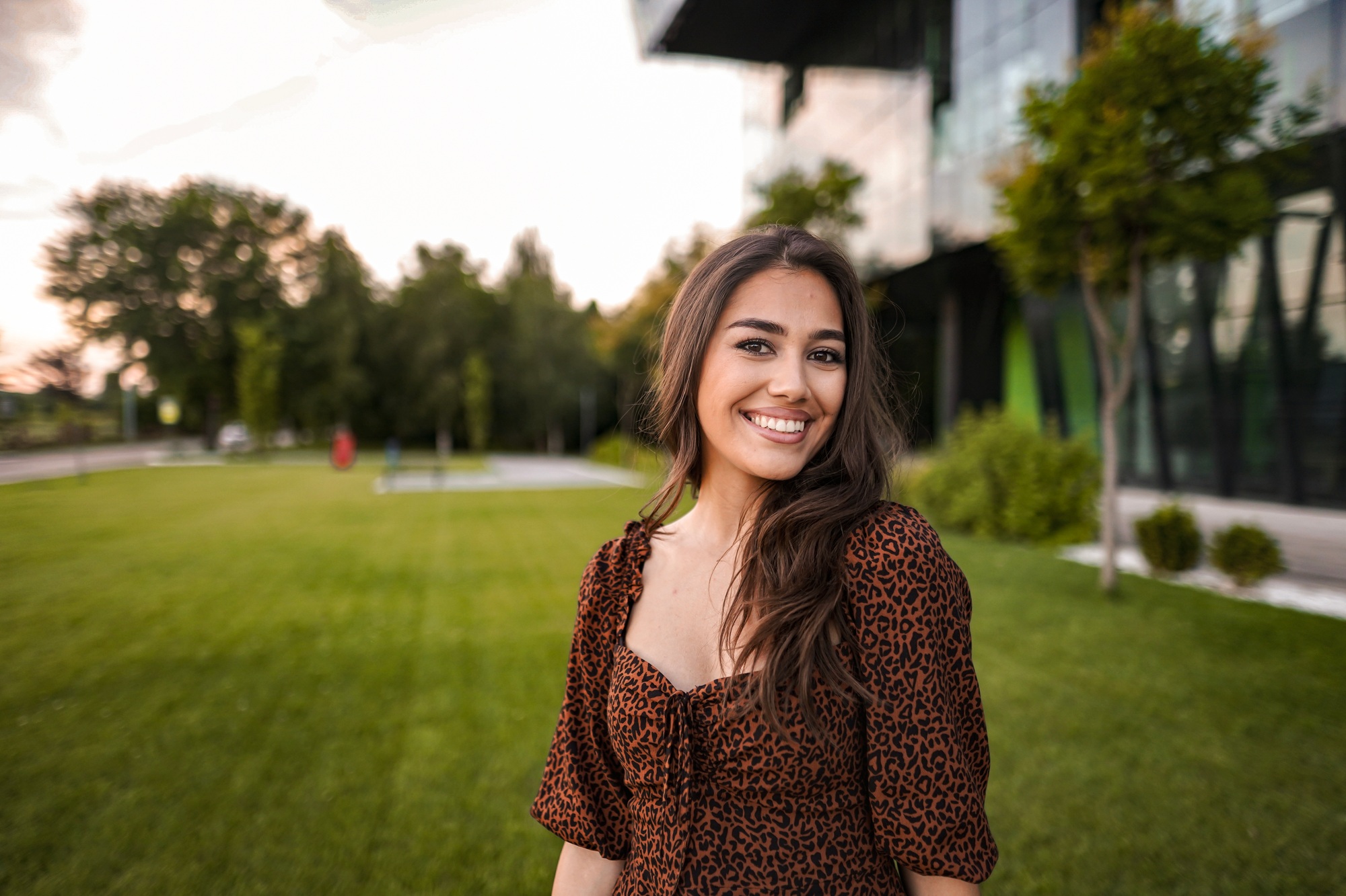 Portrait of beautiful woman with perfect white teeth smile